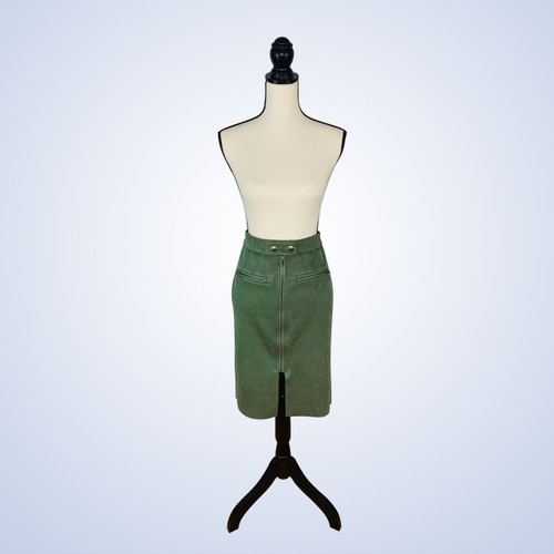 Green  Zipper Pencil Skirt