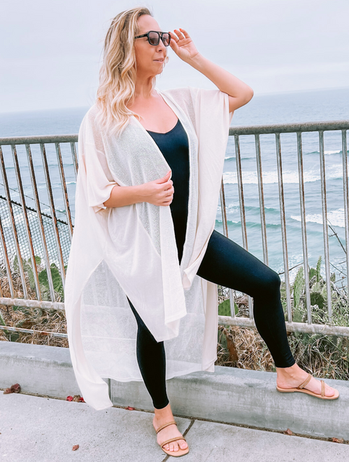 White Maxi Knit Kimono