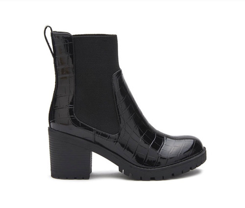 ON SALE- Lane Black Patent Leather Ankle Combat Boot