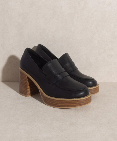 Black Hannah Platform Penny Loafers