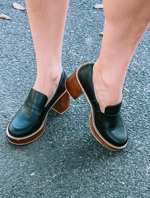 Black Hannah Platform Penny Loafers