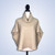 Beige Ribbed Cowl Neck Short Sleeve Sweater