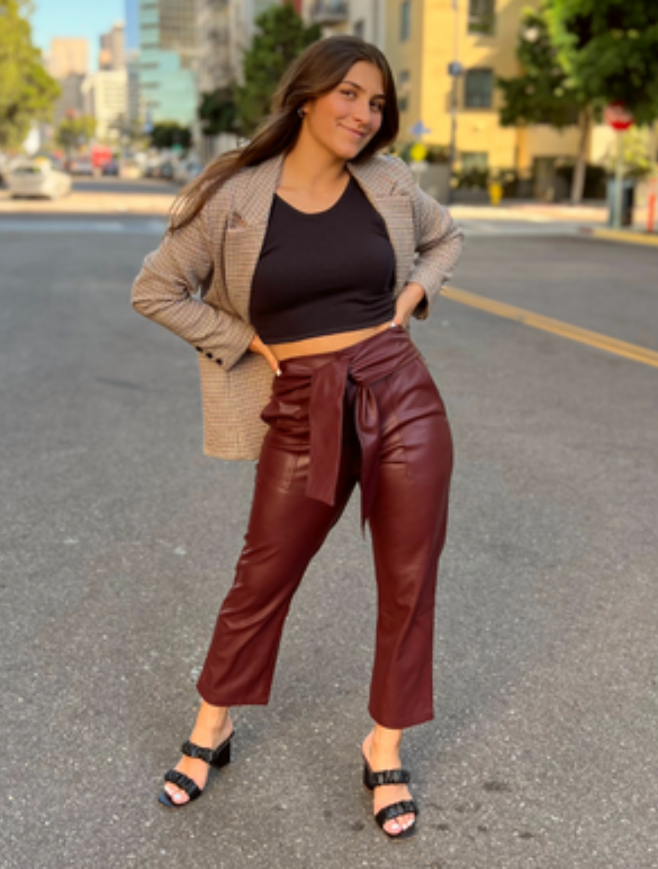 ON SALE- Burgundy Leather Pants