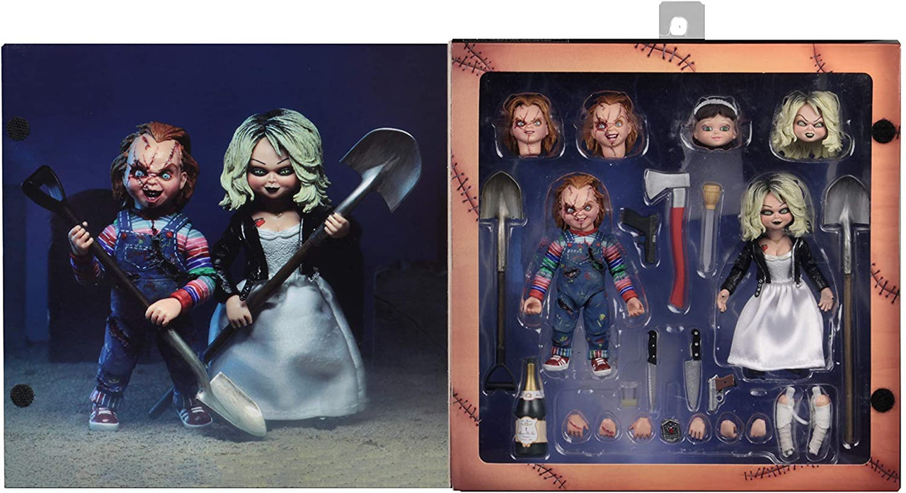 Childs Play Ultimate Chucky and Tiffany 7-Inch Scale Action Figure 2-Pack  by NECA/Reel Toys - O'Smiley's Dolls & Collectibles, LLC