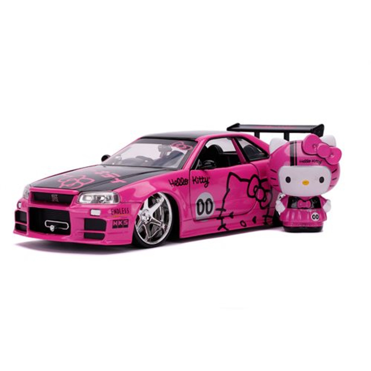 HELLO KITTY 2002 NISSAN SKYLINE GT-R-R34 1:24 Scale Die-Cast Metal Vehicle  with Figure by JADA