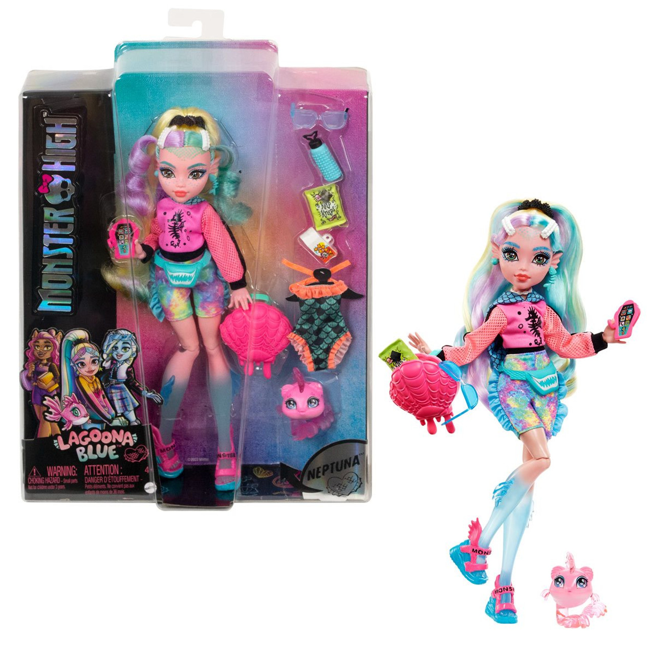 Monster High 2022 LAGOONA BLUE Doll with Pet NEPTUNA by Mattel