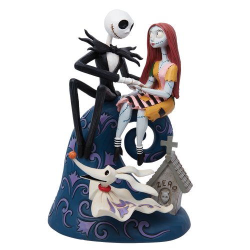 Disney's The Nightmare Before Christmas "SPIRAL HILL'S ROMANCE" 8" Jack, Sally & Zero Statue by Jim Shore (6013054)