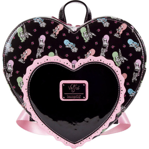 Tatoo Print Ilse VALFRE Double Heart Mini-Backpack by LOUNGEFLY (Ladies Black Purse) (VLBK0002)