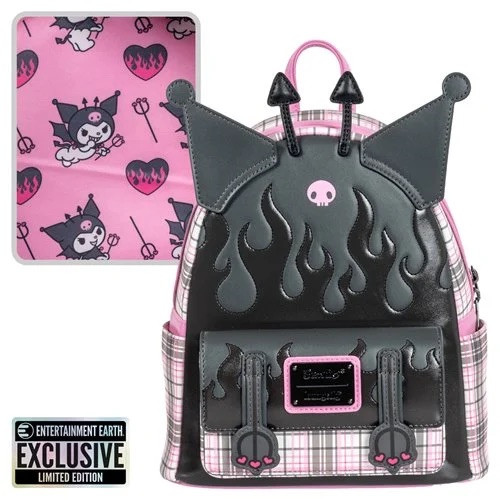 Sanrio Kuromi Flames and Plaid Exclusive Mini-Backpack Mini-Backpack by Loungefly Sanrio Kuromi Flames and Plaid Exclusive Mini-Backpack Mini-Backpack by Loungefly