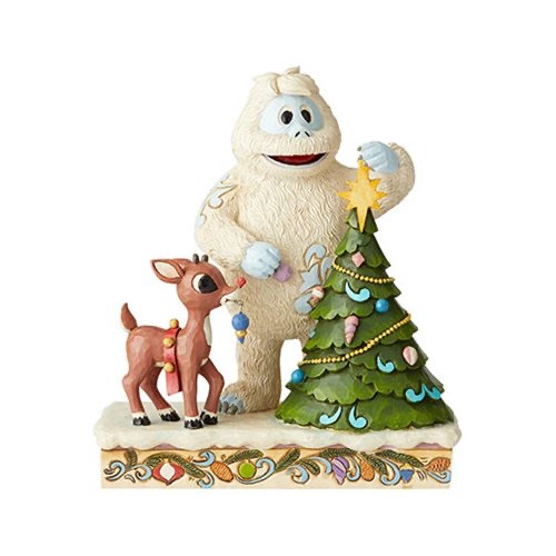 Rudolph Traditions RUDOLPH & BUMBLE DECORATING THE TREE 7.5" Figure by Jim Shore