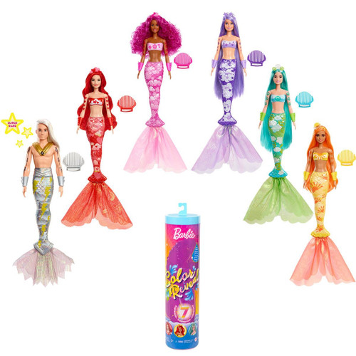 2022 Barbie Color Reveal Rainbow Mermaid Doll Case of 6 (HCC46)