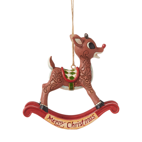 Rudolph The Red-Nose Reindeer ROCKING HORSE 3.6" Resin Figure/Ornament by Jim Shore Traditions