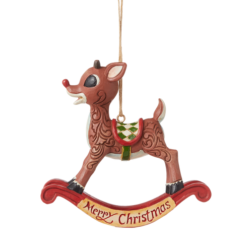 Rudolph The Red-Nose Reindeer ROCKING HORSE 3.6" Resin Figure/Ornament by Jim Shore Traditions (6009114)