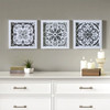 Distressed Black and White Medallion Tile 3 Piece Wall Art Set