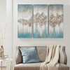 Luminous Heavily Embellished 3 Piece Canvas Wall Art Set Blue