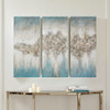 Luminous Heavily Embellished 3 Piece Canvas Wall Art Set Blue