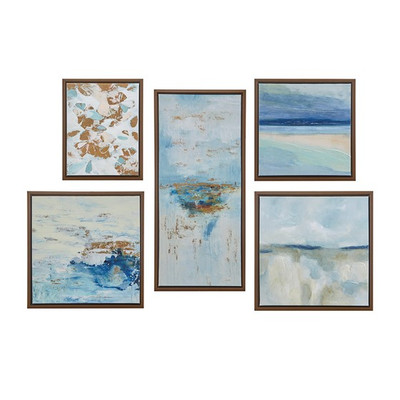 Blue Horizon 5 Piece Gallery Framed Canvas Wall Art Set