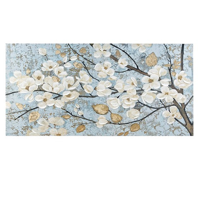 Luminous Bloom Gold Foil and Hand Embellished Floral Canvas Wall Art
