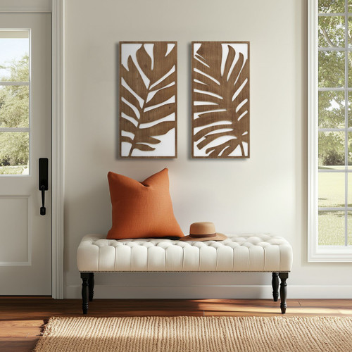 Birch Botanical Two-tone Monstera Wood Panel Wall D������cor Set