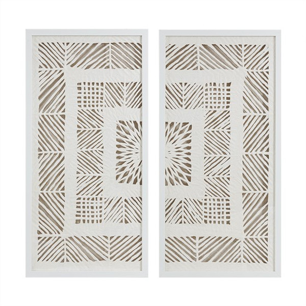 Tala Framed Geometric Rice Paper Panel 2 Piece Shadowbox Wall Decor Set