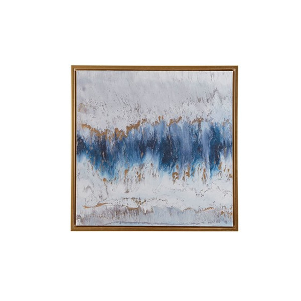 Blue Embrace Gold Foil Abstract Framed Canvas Wall Art