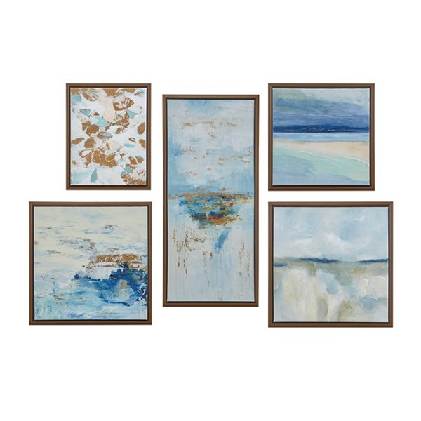 Blue Horizon 5 Piece Gallery Framed Canvas Wall Art Set