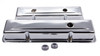 Valve Cover - Short - 2-5/8 in Height - Baffled - Breather Holes - Grommets Included - Steel - Chrome - Small Block Chevy - Pair