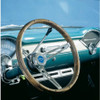 Steering Wheel - Classic Nostalgia - 15 in Diameter - 4-1/8 in Dish - 3-Spoke - Wood Grip - Stainless - Brushed - Each