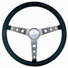 Steering Wheel - Classic Nostalgia - 15 in Diameter - 4-1/8 in Dish - 3-Spoke - Black Foam Grip - Stainless - Brushed - Each
