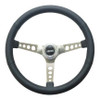 Steering Wheel - GT3 Retro - 15 in Diameter - 4-5/8 in Dish - 3-Spoke - Black Leather Grip - Stainless - Brushed - Each