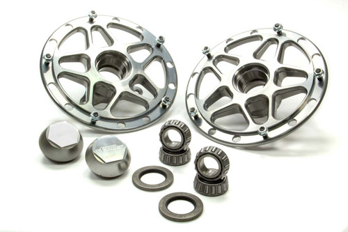 Wheel Hub - Front - Direct Mount - Bearings - Aluminum - Polished - Sprint Car - Pair