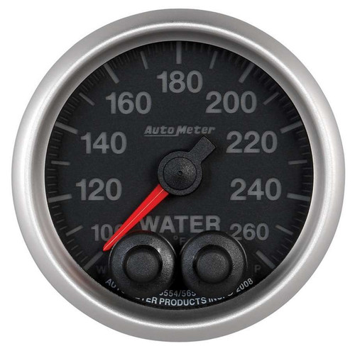 Water Temperature Gauge - Elite Series - 100-260 Degree F - Electric - Analog - Full Sweep - 2-1/16 in Diameter - Peak and Warn - Black Face - Each