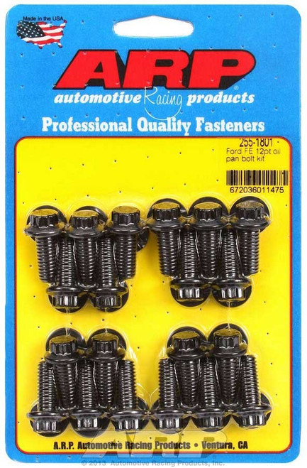 Oil Pan Bolt Kit - 12 Point Head - Chromoly - Black Oxide - Ford FE-Series - Set of 20