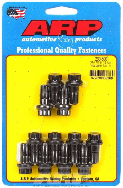 Ring Gear Bolt Kit - 3/8-24 in Thread - 0.8 in Long - 12 Point Head - Chromoly - Black Oxide - GM 10-Bolt / 12-Bolt - Set of 12