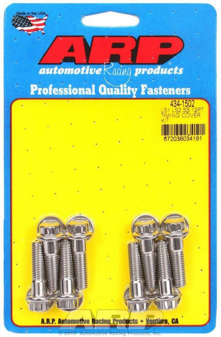 Timing Cover Bolt Kit - 12 Point Head - Stainless - Polished - GM LS-Series - Set of 8