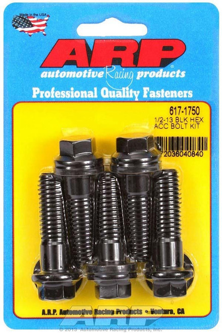 Bolt - 1/2-13 in Thread - 1.75 in Long - 9/16 in Hex Head - Chromoly - Black Oxide - Universal - Set of 5 Bolt - 1/2-13 in Thread - 1.75 in Long - 9/16 in Hex Head - Chromoly - Black Oxide - Universal - Set of 5