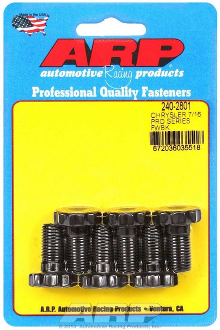 Flywheel Bolt Kit - Pro Series - 7/16-20 in Thread - 0.875 in Long - 12 Point Head - Chromoly - Black Oxide - Mopar V6 / V8 - Set of 6