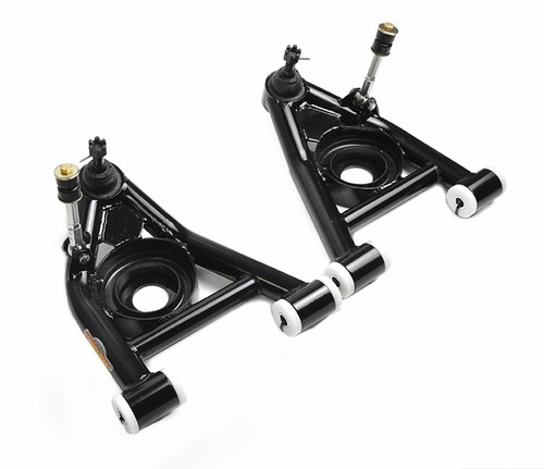 Control Arm - Tubular - Lower - Coil Spring - Polyurethane Bushings - Steel - Black Powder Coat - Ford Mustang 1979-93 - Pair
