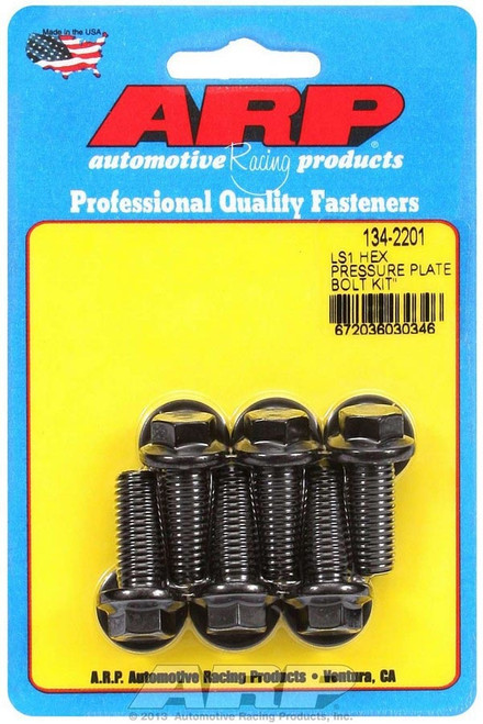 Pressure Plate Bolt Kit - High Performance Series - 10 mm x 1.50 Thread - Hex Head - Washers Included - Chromoly - Black Oxide - GM LS-Series - Set of 6