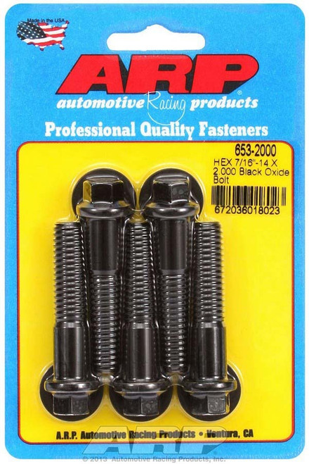 Bolt - 7/16-14 in Thread - 2 in Long - 7/16 in Hex Head - Chromoly - Black Oxide - Universal - Set of 5