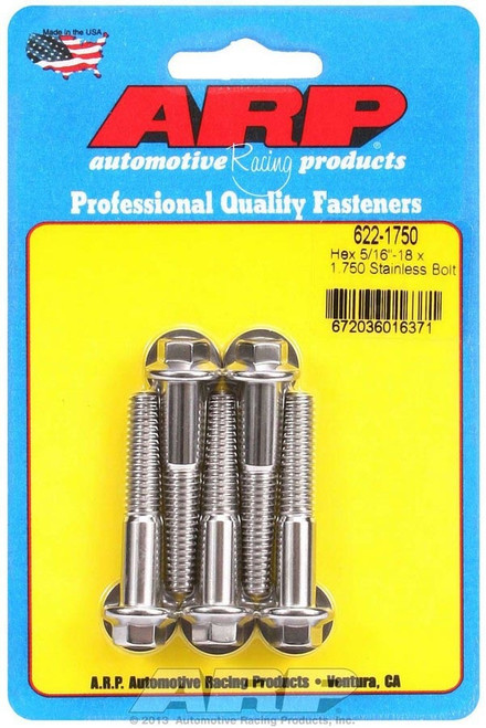 Bolt - 5/16-18 in Thread - 1.75 in Long - 3/8 in 12 Point Head - Stainless - Polished - Universal - Set of 5