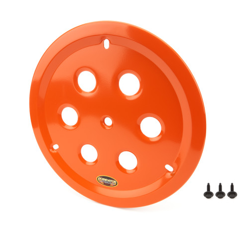 Mud Cover - Bolt-On - Vented Center Hole - Aluminum - Orange Anodized - 15 in Wheels - Each