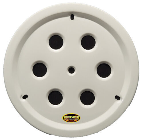 Mud Cover - Bolt-On - Vented Center Hole - Aluminum - White Anodized - 15 in Wheels - Each