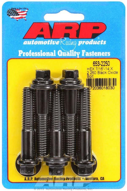 Bolt - 7/16-14 in Thread - 2.25 in Long - 7/16 in Hex Head - Chromoly - Black Oxide - Universal - Set of 5