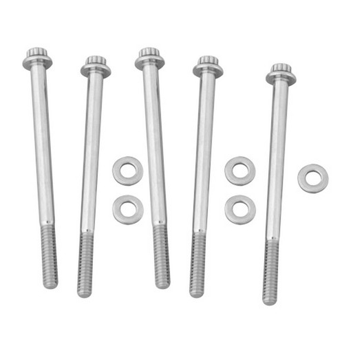 Bolt - 1/4-20 in Thread - 3.75 in Long - 5/16 in Hex Head - Stainless - Polished - Universal - Set of 5