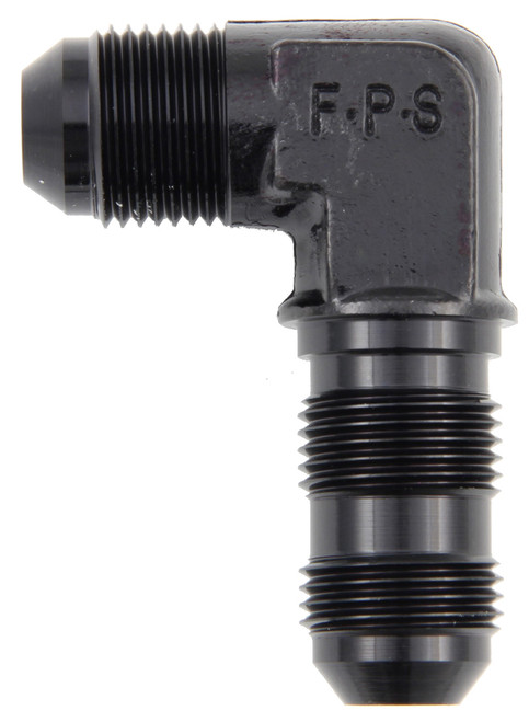 Fitting - Bulkhead - 90 Degree - 3 AN Male to 3 AN Male Bulkhead - Aluminum - Black Anodized - Each