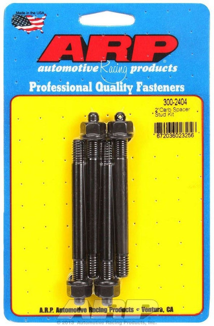 Carburetor Stud - Pro Series - 5/16-18 and 5/16-24 in Thread - 3.7 in Long - Hex Nuts - Drilled - Chromoly - Black Oxide - Set of 4