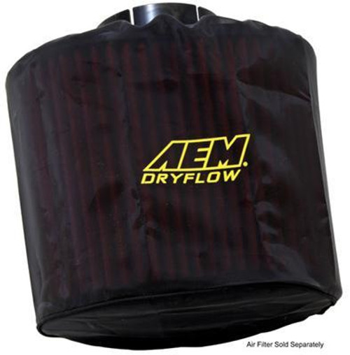 Air Filter Wrap - DryFlow - Reusable - 10-1/2 in OD Base - 9 in OD Top - 9 in Tall - Silicone Treated - Polyester - Black - Each