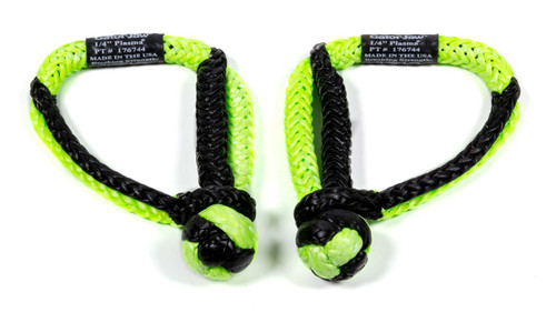 Shackle - Mini Gator-Jaw - 1/4 in Rope - 11000 lb Breaking Strength - Nylon - Green / Black - Pair