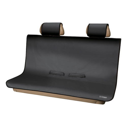 Seat Cover - Seat Defender - Waterproof - Hook and Loop Attachment - 55-1/2 x 58 in Wide - Rubber Backing - Fabric - Black - Bench Seat - Universal - Kit